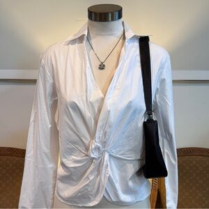 Vintage Fredericks of Hollywood White Top with Tie Front Detail Y2K Office Siren